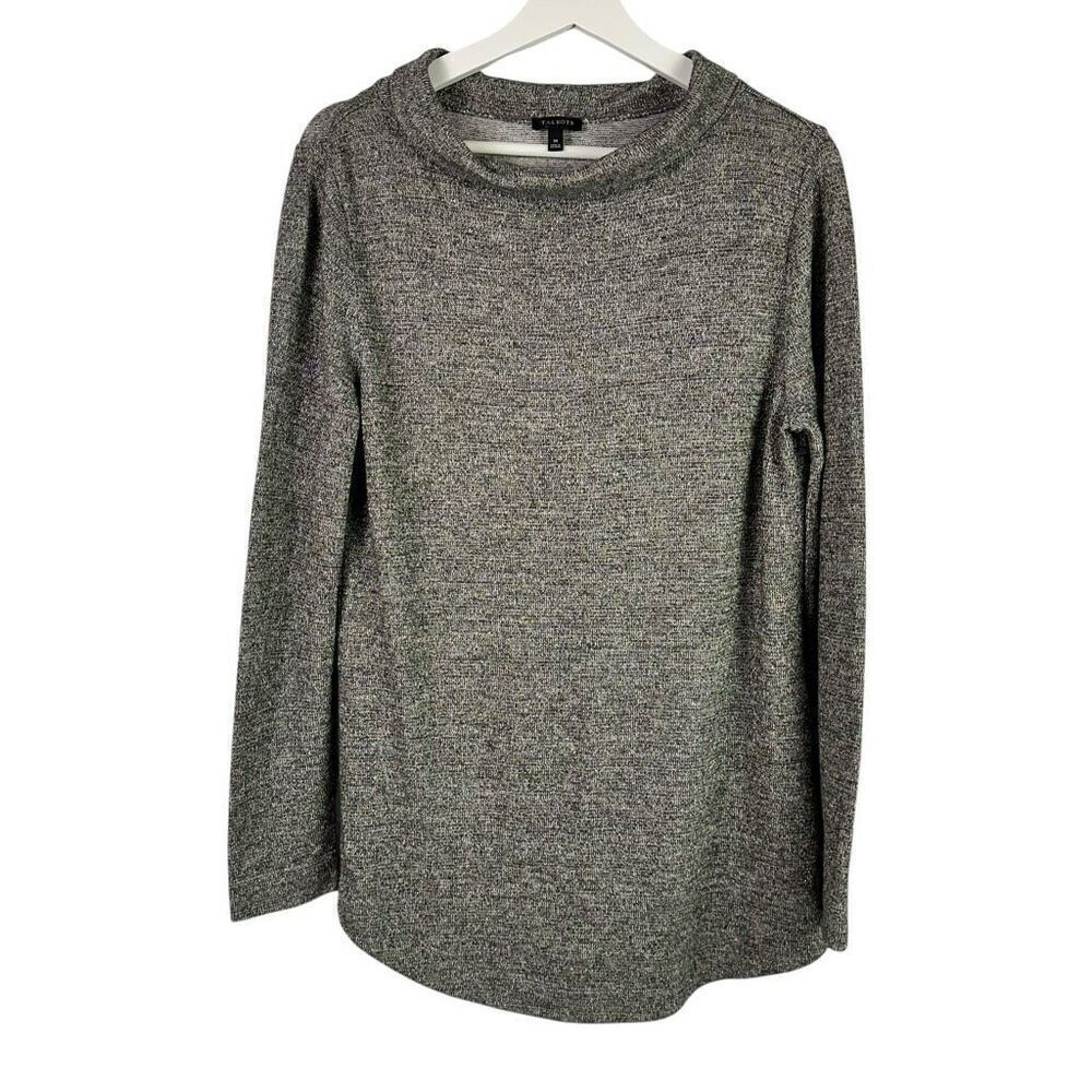 Talbots Medium Shimmery Metallic Lightweight Sweater with a Wide Rolled Neck